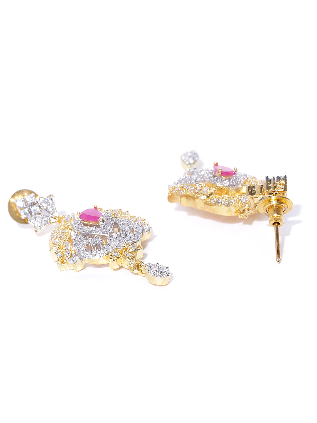 YouBella Gold-Plated Stone-Studded Drop Earrings